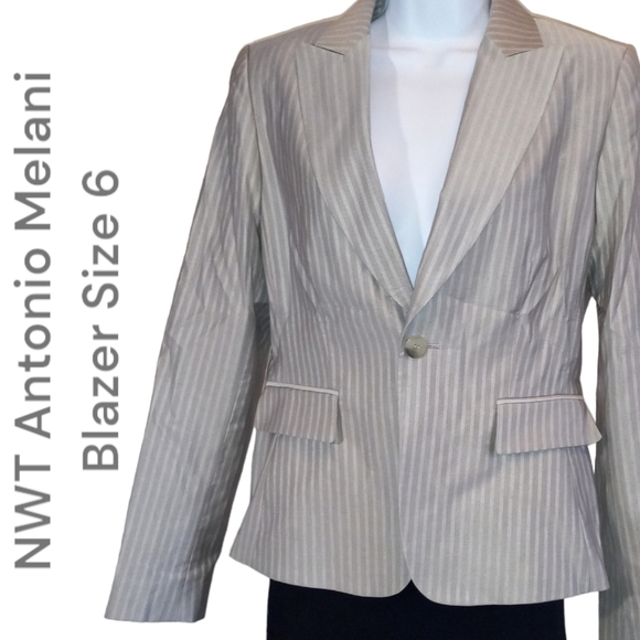 NWT Antonio Melani jacket suit blazer button TAN - Picture 5 of 12